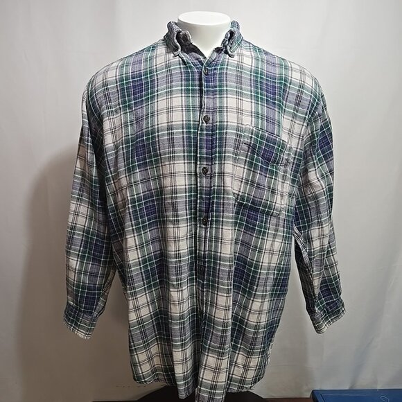VTG Abercrombie Fitch The Big Shirt Mens Size Medium Plaid Flannel Purple Green - Picture 1 of 9